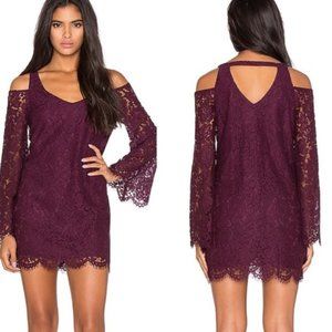 Chaser Burgundy Lace Cold Shoulder Dress XS